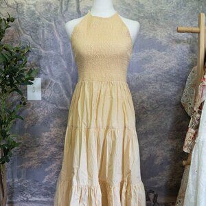 Lusana Maxi Dress S Small Clay Cotton Poplin Minimalist Coastal Chic NWT $229